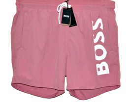 Hugo Boss Pink White Logo Men&#39;s Swim Shorts Beach Athletic Size 2XL - £54.63 GBP
