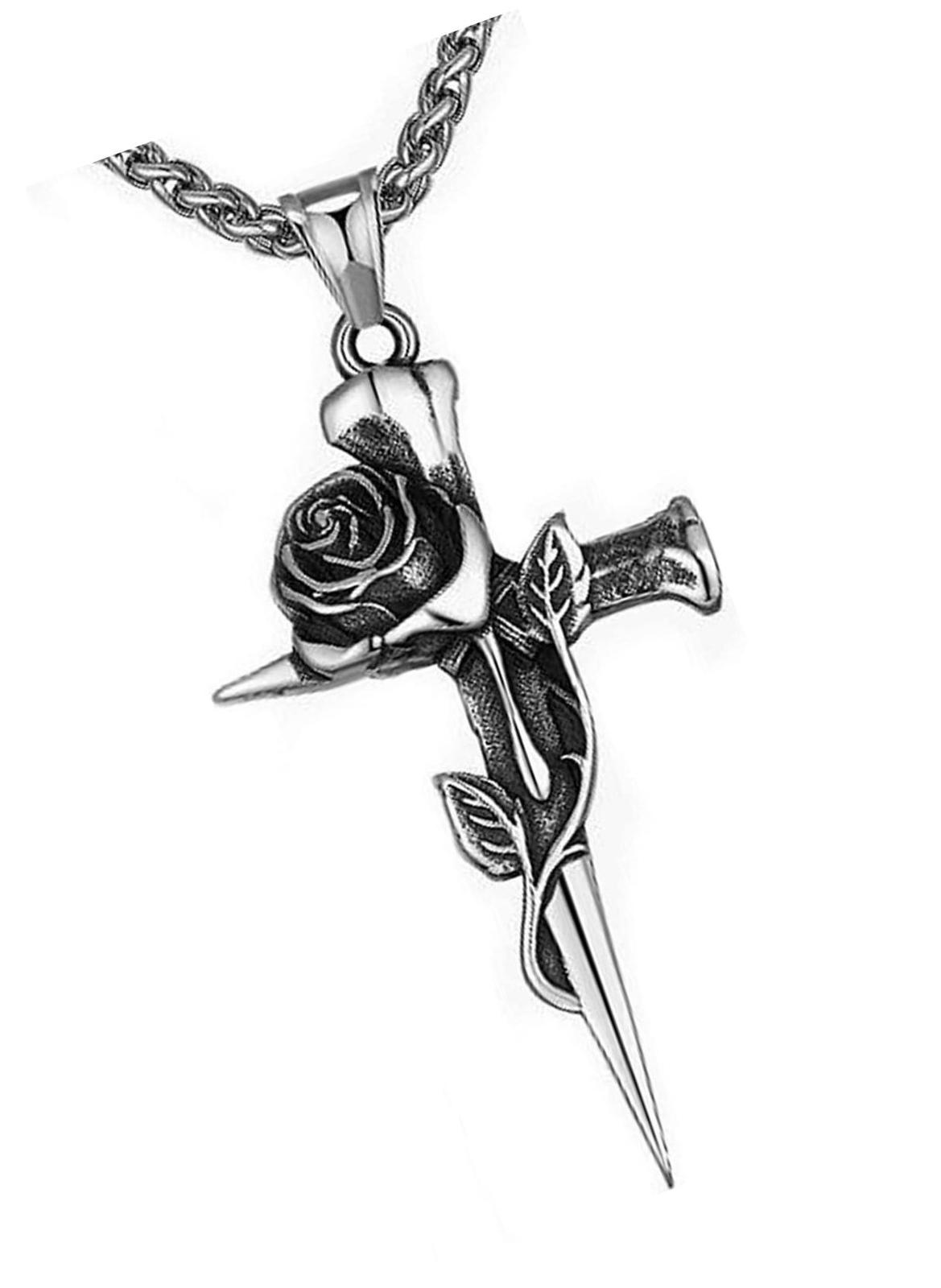 Vintage Cross Pendant Necklace for Men Women,Gothic - £33.28 GBP