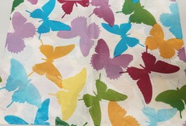 Thin Tablecloth Vinyl Flannel Back, 52&quot; x 70&quot; Oval, COLORFUL BUTTERFLIES... - $8.90