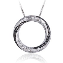 0.75ct Black &amp; White Simulated Diamond Eternity Pendant 18&quot; Necklace Gift Xmas - $67.21