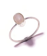 White Moonstone Cabochon Oval Gemstone 925 Silver Overlay Handmade Ring ... - $145.25 MXN