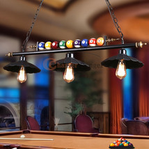 Metal Ball Design Pool Table Light Billiard Lamp with 3 Metal Shades Black - £134.93 GBP
