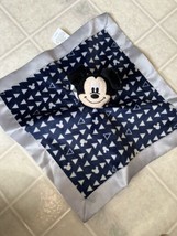 Disney Baby Mickey Mouse Plush Security Blanket Lovey Rattle Blue Gray Triangles - $18.69