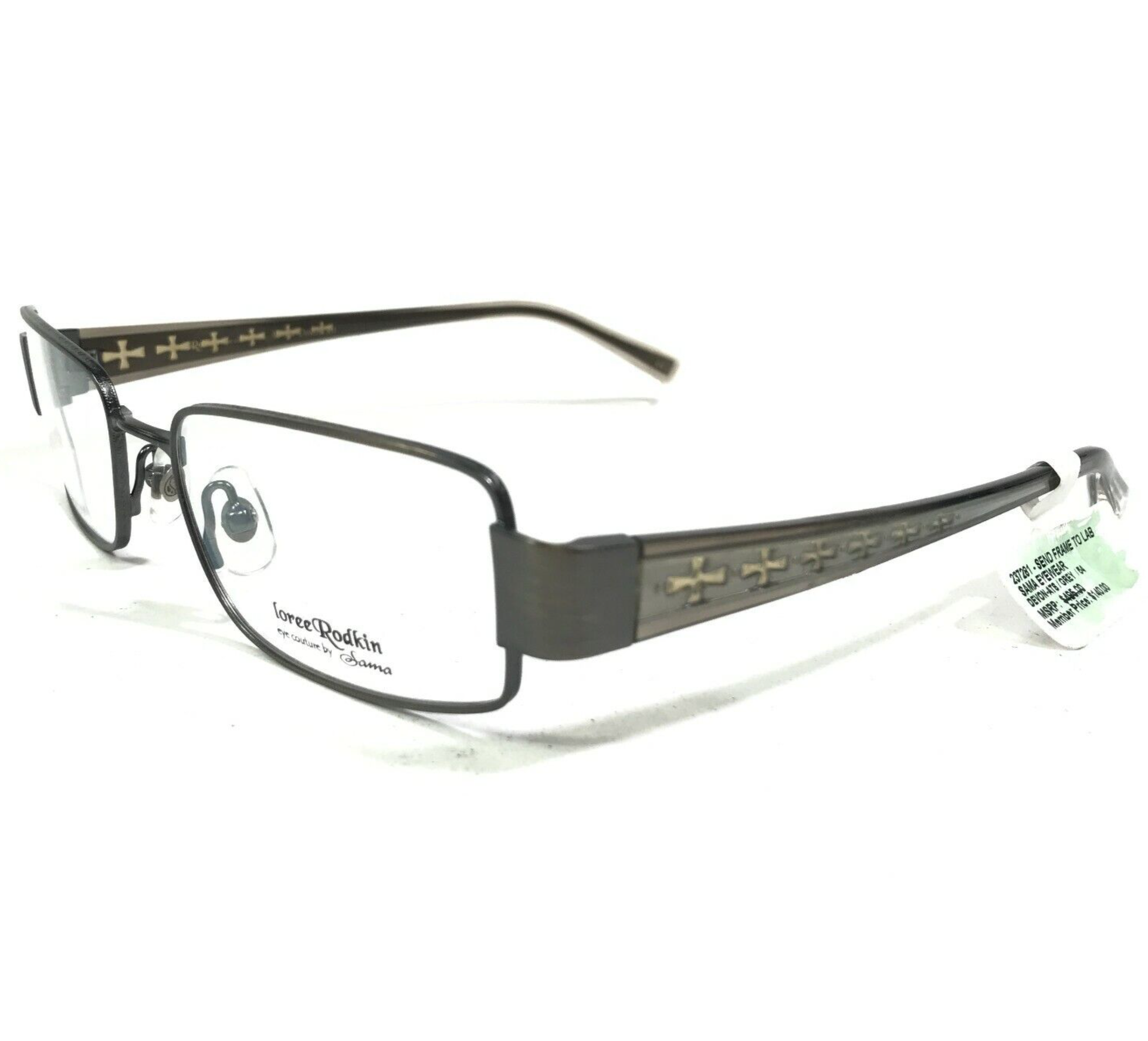 Loree Radkin Von Sama Brille Rahmen Devon ats Grau Kreuze Logos 54-19-140 - $197.98