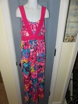 Justice Sleeveless Flower Print Pink Maxi Dress Size 14 Girl&#39;s EUC - £14.55 GBP