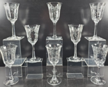 8 Lenox Castle Garden Wine Glasses Set Vintage Clear Floral Etch Optic B... - $204.80