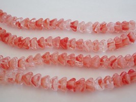 25 8 mm Czech Glass Bell Flower Beads: Crystal/Red/White - £1.80 GBP