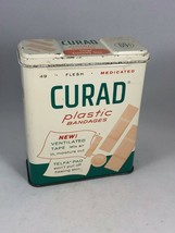 Vintage CURAD Bandages Metal Tin Box with Flip Top Advertising Prop - £11.14 GBP