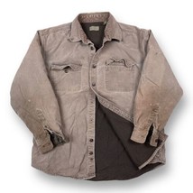 St Johns Bay Shirt Jacket Fleece Lined Large Heavily Worn Distressed Fad... - $24.74