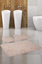 Rossa Kappuccino 3 Piece Bathroom Carpet Mat Set Non-Slip Toilet Seat Set - $44.42