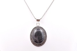 Handmade Rhodium Polished Sun-stone Oval Shape Women Pendant Necklace Daily Wear - £18.69 GBP+