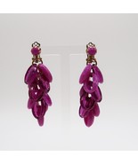 Fun vtg purple plastic multiple hoop dangle earrings - £11.98 GBP
