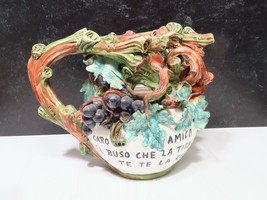 Luigi Parise Ceramiche Bassano Majolica Capodimonte Ceramic Pitcher Grapes Vine - £77.55 GBP