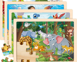 Puzzles for Kids Ages 4-6, 4 Packs Wooden Animals Jigsaw Puzzles for Tod... - £29.26 GBP