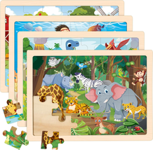 Puzzles for Kids Ages 4-6, 4 Packs Wooden Animals Jigsaw Puzzles for Toddlers Ag - £29.65 GBP