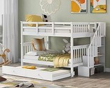 Bunk Bed Frame Full-Over-Full Loft Beds With Twin Size Trundle, Wood Bed... - $1,086.99