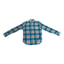 Men’s Summer Plaid Shirt Tailored By J Crew Long Sleeve Blue Button Down... - $20.98