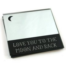 Set of 2 &quot;I Love you to the moon and back&quot; Mirrored Glass Numbers Coasters - £4.93 GBP