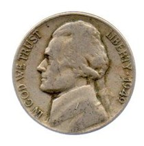 Circulated 1949 Jefferson Nickel - Moderate wear- About XF - £2.39 GBP