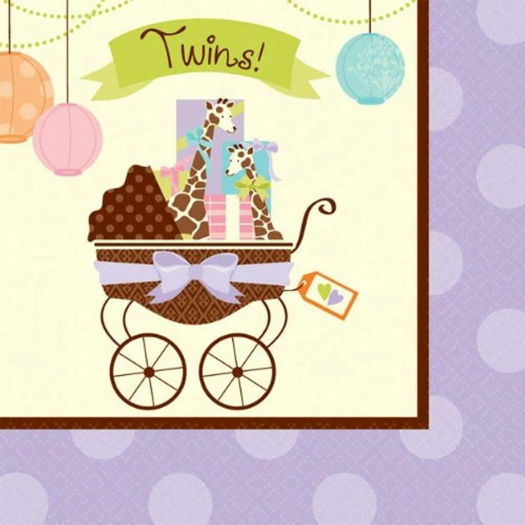 Twins Baby Shower Modern Mommy Dessert Napkins Party Supplies 16 Count - $4.75