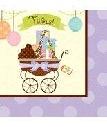 Twins Baby Shower Modern Mommy Dessert Napkins Party Supplies 16 Count - $4.75