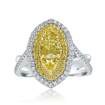 1.63 Karat Kissen Schliff Kostüm Gelb Diamant Verlobungsring 14k Weiss Gold - $73,634.63 MXN