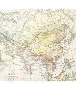 1916 Map Asia Russian Empire China India Persia Mongolia Political DWSS9 - $41.13 CAD