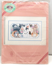 Purrfect Garden Cross Stitch Kit Dimensions 1987 From The Heart Cat Kittens - £7.85 GBP