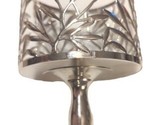 Bath &amp; Body Works 3 Wick Vine Leaf Candle Holder Pedestal Silver Tone Metal - £12.14 GBP