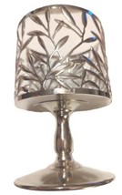 Bath &amp; Body Works 3 Wick Vine Leaf Candle Holder Pedestal Silver Tone Metal - £12.06 GBP