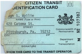 Vintage Pennsylvania Adulti Citizen&#39;s Publici Transit Identificazione Carta - £29.09 GBP
