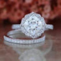 3Ct Kissen Solitaire Künstlicher Diamant Engagement Ring Band Weiß Vergoldet - £284.69 GBP