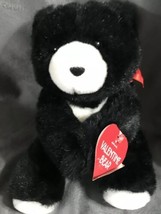 Heartline Black Teddy Bear Plush 8&quot; Stuffed Animal White Hallmark Vintage 1990 - £18.69 GBP