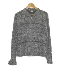 Maison Jules Jacket size Medium Long Sleeve Zip Front Knit Peplum Gray Unlined - £17.56 GBP