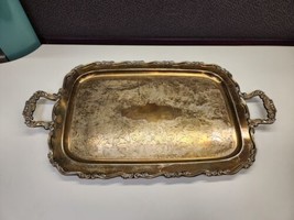 Vintage Oneida Georgian Scroll Large Silverplate Handled Tray - $120.00
