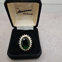 The Alexandra Collection Ring 18k GF SZ 9 White &amp; Green On Yellow Gold READ - £16.44 GBP