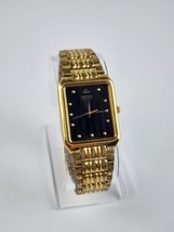 Men&#39;s Seiko Gold Tone Black Dial V701-5J00 Quartz Watch Fresh Battery ad... - £31.06 GBP