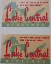 Vintage Mid Century Lake Central Airlines Two Gum Wet Luggage Decal Stickers - £4.78 GBP