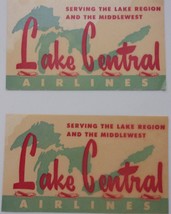Vintage Mid Century Lake Central Airlines Two Gum Wet Luggage Decal Stic... - $8.20 CAD