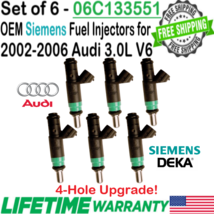 OEM x6 Siemens 4-Hole Upgrade Fuel Injectors for 2002-06 Audi A4 Quattro 3.0L V6 - £91.31 GBP