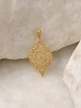 1.20Ct Simulated Diamond 14K Yellow Gold Plated  Leaf charm Art deco Pendant - £83.34 GBP