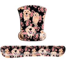 Cute Golden Retriever Dog Flower Mouse Pad With Wrist Support Set For Men Women  - £31.16 GBP
