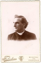 Circa 1880&#39;S Cabinet Card Profile Of Catholic Priest Thibodeau Minneapolis, Mn - £12.60 GBP