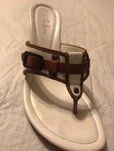 Cole Haan Women&#39;s Shoes D23593 White Brown Leather Sandal Wedge Size 6.5 - $546.62 MXN