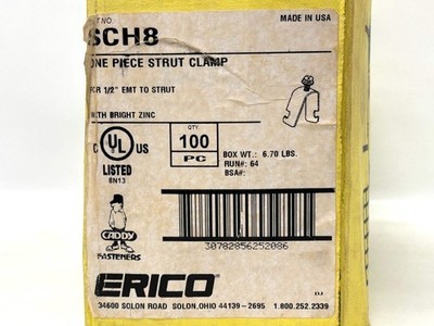 100PK nVent CADDY SCH8 One‑Piece Strut Clamp, ½″ EMT, Steel Item image 9