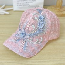 Mesh Breathable Summer Thin Cap Female Handmade Flower Baseball Cap Sun Protecti - £11.00 GBP