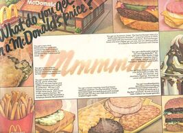 What Do You Get For a McDonald's Price? Mmmmm Placemat 1980 - $15.84