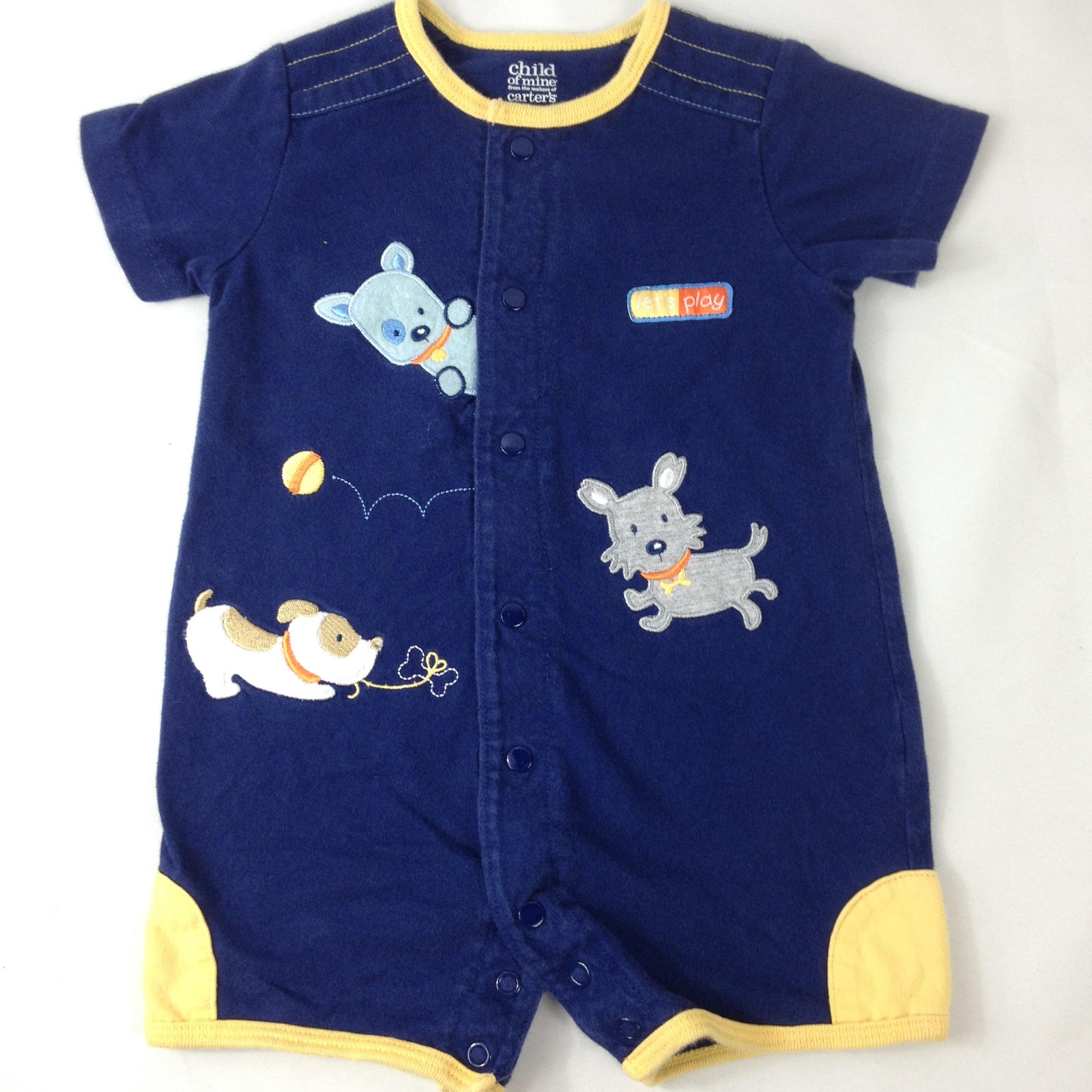 Carter's Child Of Mine Boy Infant Romper "Let's Play" Blue Size 12 Months - $6.00