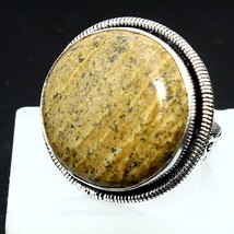 Natural Picture Jasper Round Gemstone Handmade Ring Gift For Jewelry Size 7 - $6.79