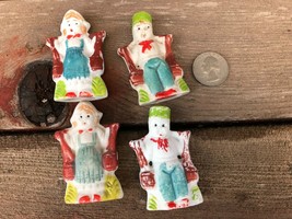 Grouping 4 Vintage Dutch Bisque Boy &amp; Girl Carrying Water Figurines Japan 2 1/4&quot; - £11.85 GBP
